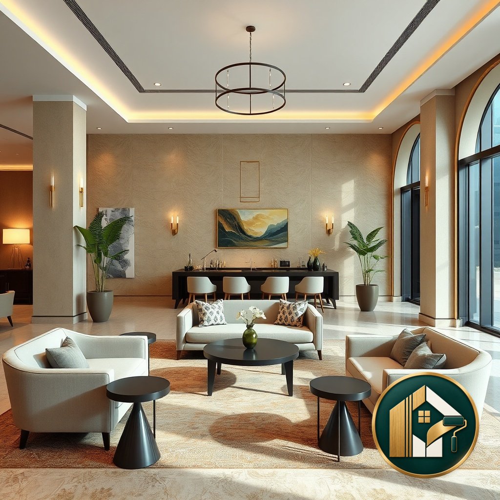 تركيب ورق جدران الرياض - تركيب الحواف والزوايا — Medium room shot
