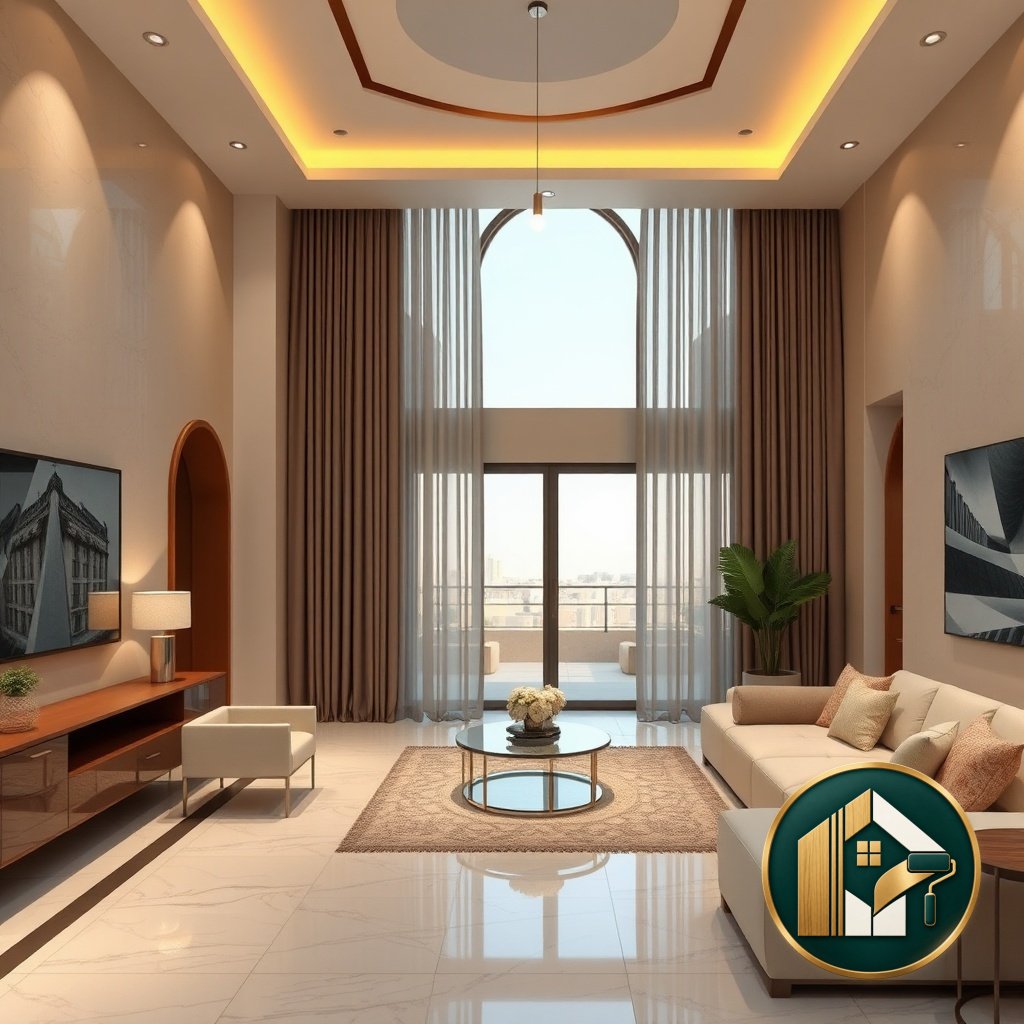 تصميم داخلي بالرياض - لقطة نهائية واسعة