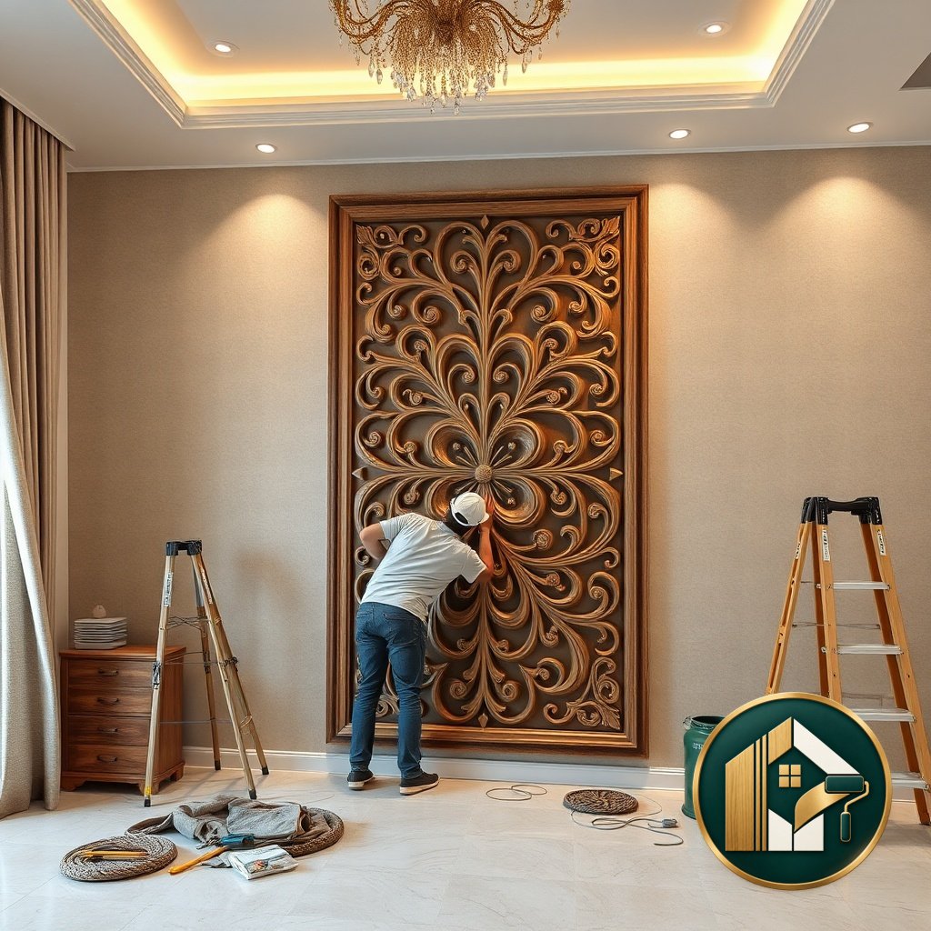 ديكورات حفر خشب بالرياض - مرحلة تنفيذ الحفر