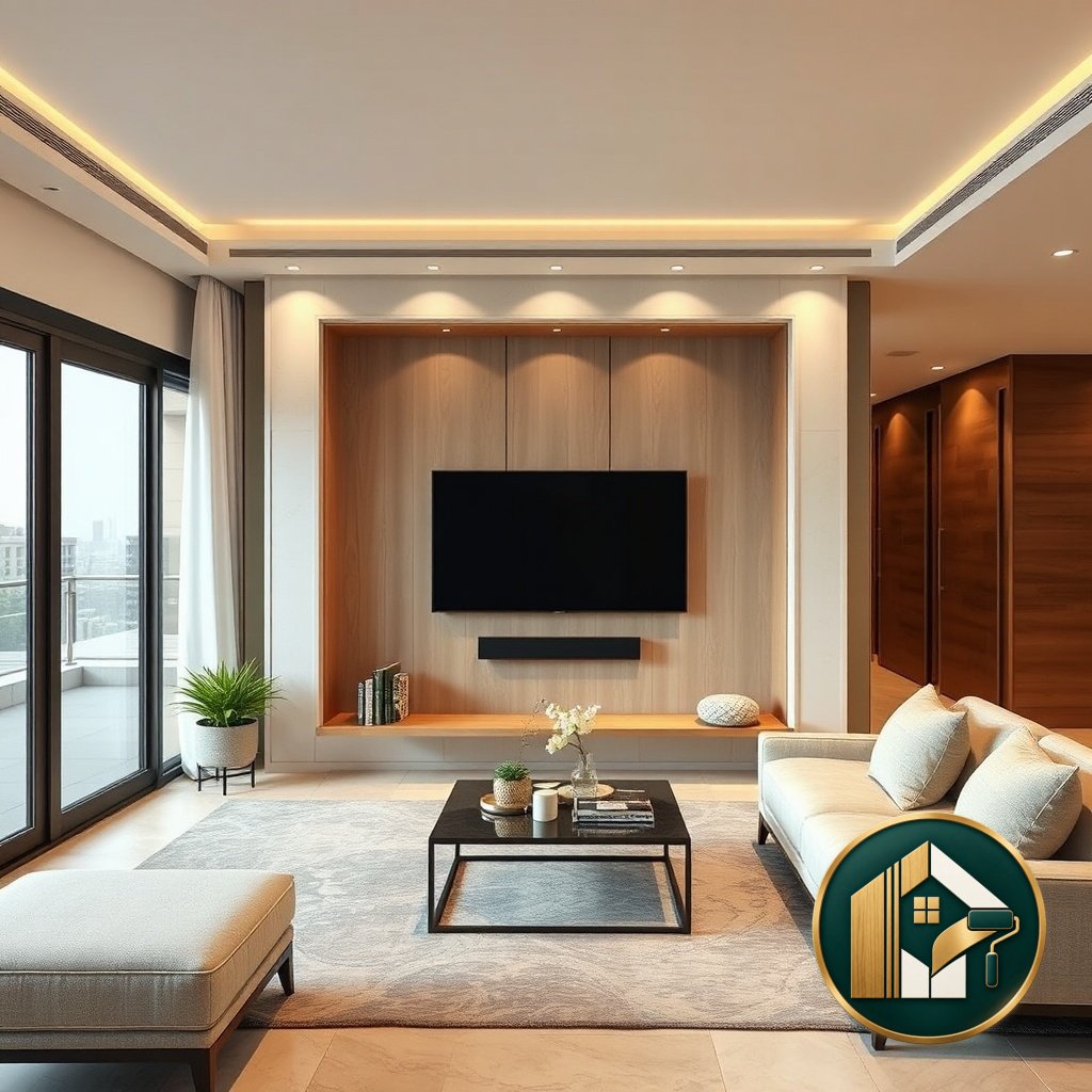 ديكورات شاشات التلفزيون بالرياض - جدار شاشة مودرن