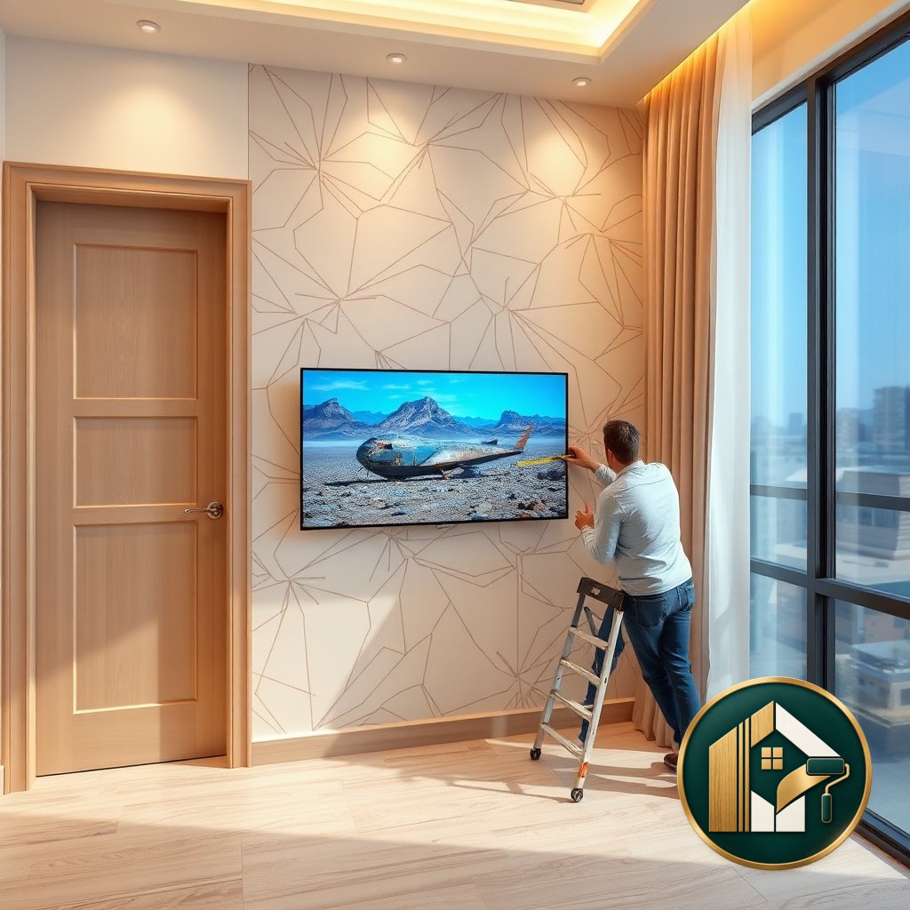 ديكورات شاشات التلفزيون بالرياض - تنفيذ جدار الشاشة